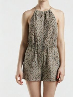 I/A Icon Apparel Printed Halter Romper - Light Green Floral